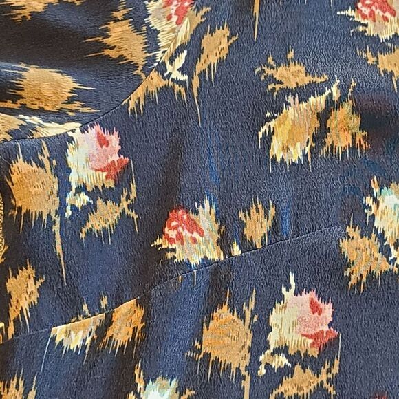 Pendleton Womens L Silk Blue Floral Roses Blouse Fairy Feminine Bloomcore Party - Picture 7 of 14